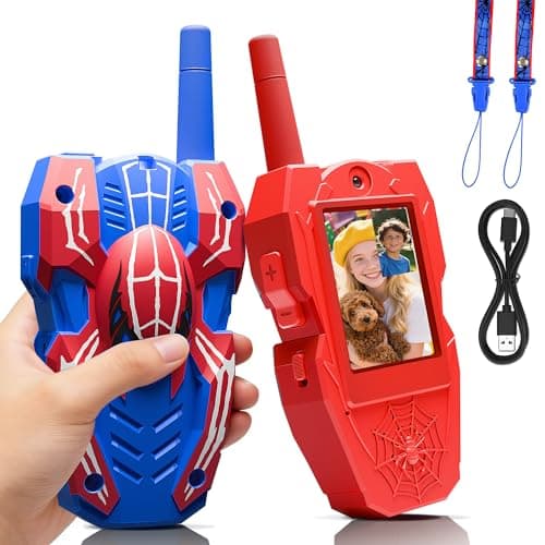 FUTESI Video Walkie Talkies for Kids 2 Pack, Rechargeable Kids Walkie Talkies Ages 3-8 with HD Camera, Long Range Outdoor Toys for Boys Girls, Spider Toy Walkie Talkies,Easter Birthday Gifts - Image 1