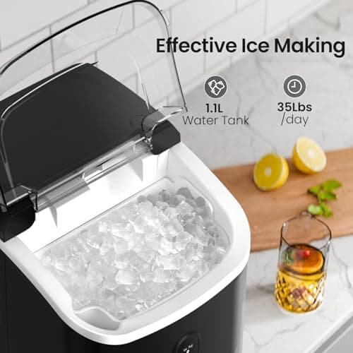 Crzoe Nugget Ice Maker Countertop with Self-Cleaning Function, Sonic Ice Machine with Handle, 35Lbs/24H, Compact Design for Home/Office Use(Black) - Thumbnail 2