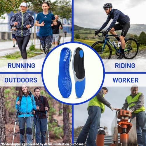ORHILYA 240lbs+ Plantar Fasciitis Pain Relief Insole Men Arch Support Orthotic Insert Men Women, Heel Spur Flat Feet Work Boot Shoes Insole Standing All Day Size 7, 260MM - Thumbnail 3