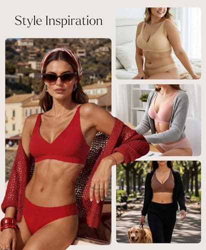 Wireless Push Up Bra Womens Bras Full Support Comfy Seamless Bralettes No Underwire Tshirt Comfortable Deep V Bra Green - Thumbnail 6