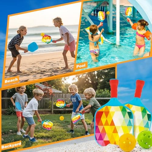 Easter Gift for Kid Rainbow Pickleball Paddle for Toddler - Easter Basket Outdoor Beach Yard Games Toy for Kids Ages 4 5 6 7 8 Year Old Boy Girl, Lightweight with Easy Grip for Small Hands,Beginner - Thumbnail 6