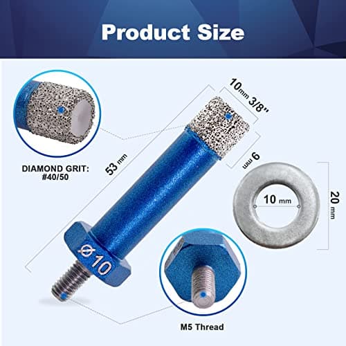 Dry Diamond Tile Drill Bit 3/8inch(10mm)- BRSCHNITT Diamond Hole Saw for Porcelain Tile Ceramic Stone Granite Marble,M5 Thread(2pcs) - Thumbnail 2