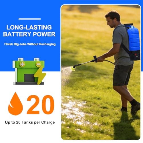 4 Gallon Battery Operated Backpack Sprayer, 100 PSI Electric Garden Sprayer with 12V 8Ah Rechargeable Battery, Trigger Lock, Stable Pressure Pump, Adjustable Nozzles for Lawn Care & Garden - Thumbnail 3