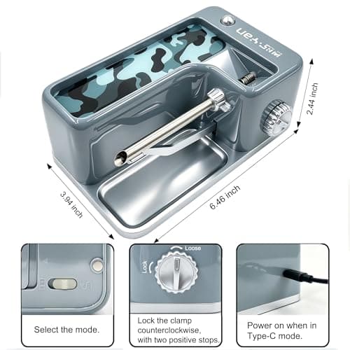 WHS·Yan Cigarette Rolling Machine, Automatic Electric Rolling Machine for King Size (109mm), 1¼ (84mm), Adjustable Firmness & Density, Dual Power (AAA/Type-C), All-in-One Kit，Gift-Ready Design - Thumbnail 4