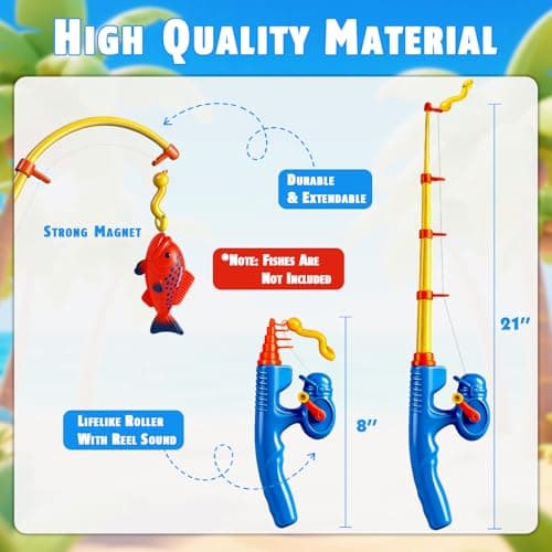 CozyBomB™ Magnetic Fishing Toy Pole 2 Pack for Replacement | No Fishes are Included, Bathtime Carnival for Toddler Education Teaching, Party Fishing Poles Rod Ocean Sea Animals Birthday Gift (X-Large) - Thumbnail 3