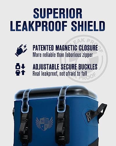 Novoto Magnetic Backpack Cooler, 21-Quart Capacity, Blue, Hands-Free Zipperless Design, 2-Inch TPU Foam Insulation, Portable & Sand-Resistant - Thumbnail 2