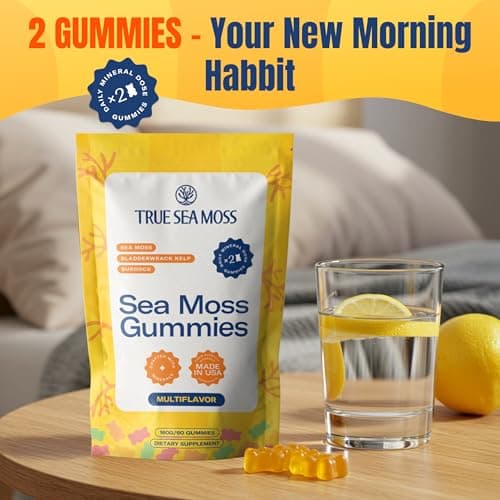 TrueSeaMoss Sea Moss Gummies with Bladderwrack & Burdock Root – Vegan Formula for Adults & Kids – Fruity Flavor – 60 Gummies (Pouch May Vary) - Thumbnail 5
