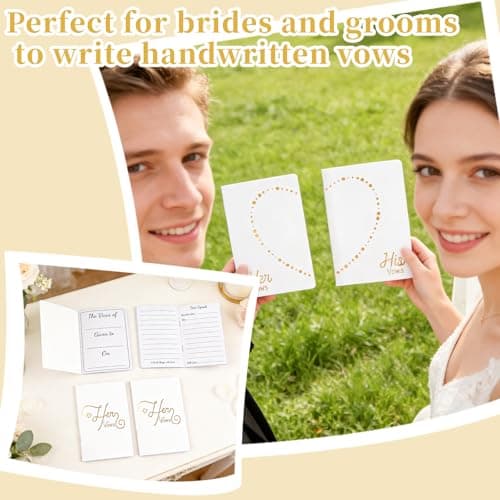 LERCTH Wedding Vow Books Set for Bride and Groom - Love Heart Gold Foil Journal for Wedding Ceremony and Bridal Shower - Thumbnail 4