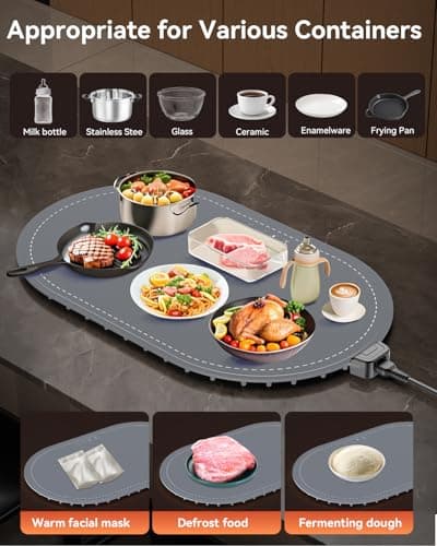 Warming Mat for Food with Heat-Resistant Pad(24"x15"),Food Warming Mats for Countertop,Roll Up Silicone Warmer Mat for Party Buffet,Christmas House Warming Gift for Home Hosting Daily Use(Gray) - Thumbnail 6
