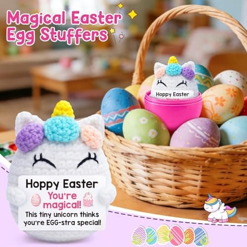 Funny Unicorn Easter Basket Stuffers for Teens Girl Easter Gifts for Kids Her Women Easter Egg Fillers Gifts for Daughter Sister Friend Bestie Coworker College Positive Crochet Unicorn Spring Gift - Thumbnail 6