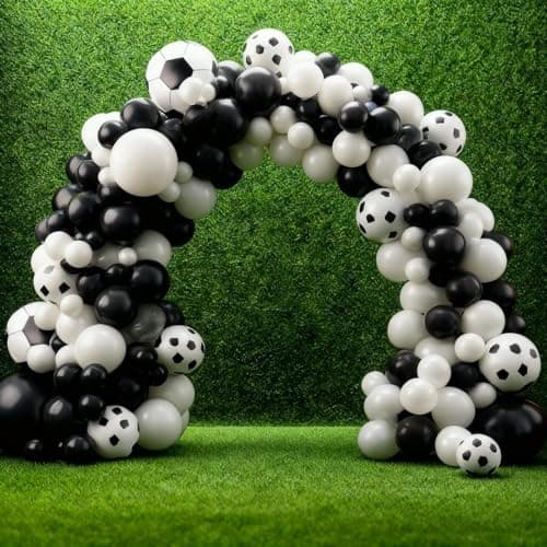 Soccer Party Decorations, Soccer Balloon Garland Arch Kit, Black White Football Print Balloons with Soccer Foil Balloons for Sports Fan Birthday Soccer Theme Party Decorations - Thumbnail 4