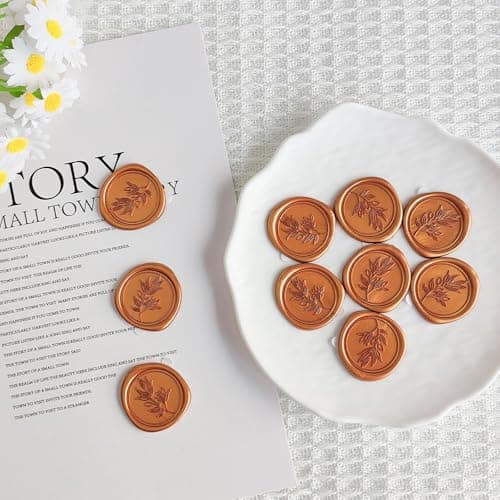 Pilloze 50 Pcs Orange Wax Seal Stickers Self- Adhesive Wedding Invitation Seal Stickers, Perfect for Wedding Invitation, Envelopes, Christmas Cards, Seating Chart, Good Adhesion and Easy to Use - Thumbnail 6
