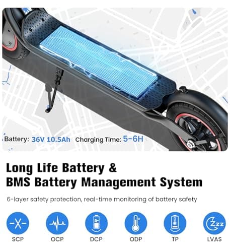 Electric Scooter for Adults, 23 Miles Range,Top Speed 22MPH E-Scooter, 500W Motor Electric Scooter with 10" Pneumatic Tires, 441Wh Battery Escooter, Light Control for Adult, App Support - Thumbnail 3