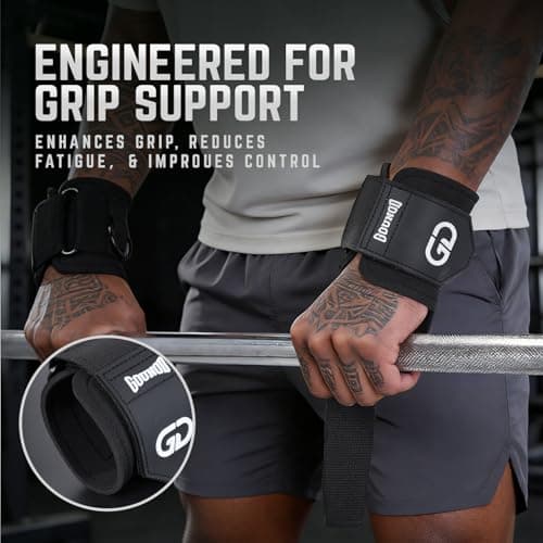 GOUNOD Lifting Wrist Straps with D Ring for Weightlifting & Gym – Heavy Duty Padded Wrist Support for Men & Women – Non-Slip Hand Grip Straps for Deadlifts, Pull Ups, Cable Machines & Bodybuilding - Thumbnail 6