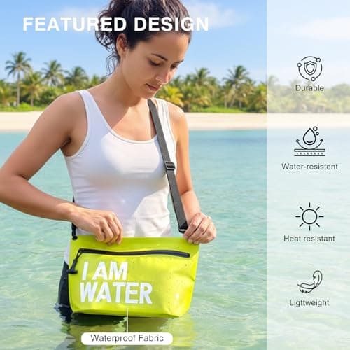 UOEPOWA Dry Bag, Waterproof Shoulder Bag 10.2x7.9x4.3 inches IPX8-rated, with Removable and Adjustable Shoulder Strap. Holds Phone, Wallet, and More. Ideal for Swimming, Diving, and Camping（Pea green） - Thumbnail 5