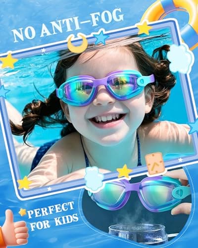 Aegend Kids Swim Goggles 2-Pack, Anti-Fog Waterproof Swimming Glasses UV Protection for Boys Girls Ages 3-15, with Earplugs and Quick Adjust, Nose Clip Included - Thumbnail 6