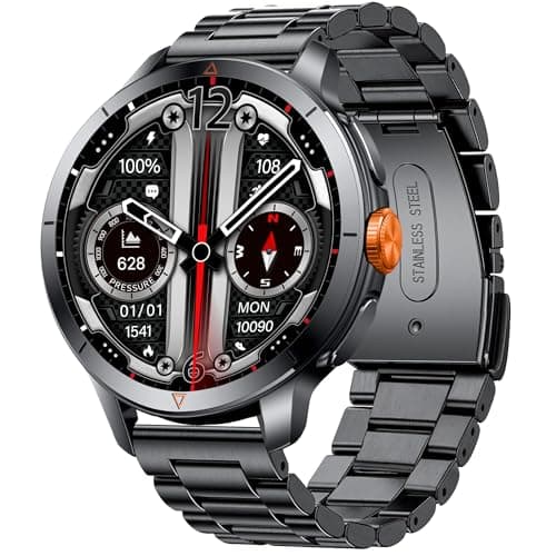LZBWOL Smart Watch for Men (Answer/Make Call), Built-in GPS, Compass, 1.60" AMOLED, 5ATM Waterproof, Heart Rate SpO2 Sleep Monitor, iPhone Android - Orange - Image 1