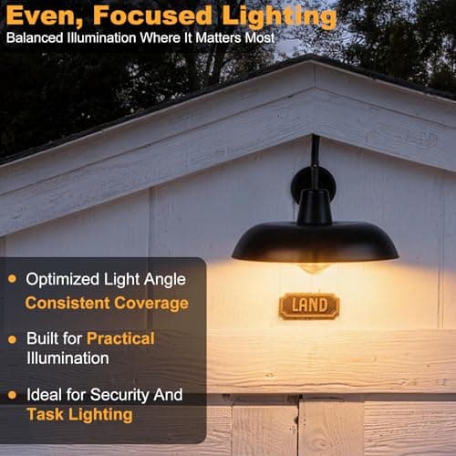 FILIYANO Outdoor Gooseneck Barn Light Fixture, 12 Inch 2-Pack Farmhouse Lights for House, Industrial Black Waterproof Lantern with E26 Base for Front Door Patio Porch - Thumbnail 5