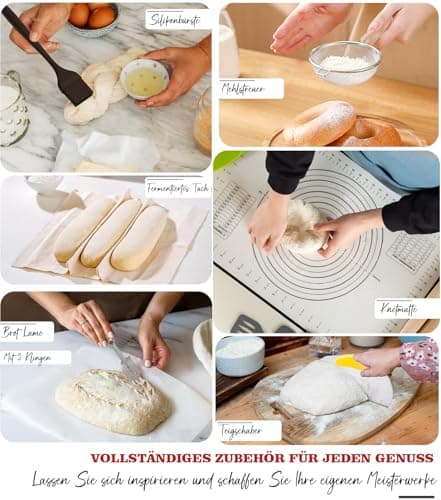 LINMAGCO Dutch Oven for Bread Baking & Sourdough Bread Baking Starter Kit- 11-Piece Beginner Gift Set with 3.6QT Oval Cast Iron Pot with Lid, Silicone Proofing Basket & Artisan Tools - Thumbnail 5