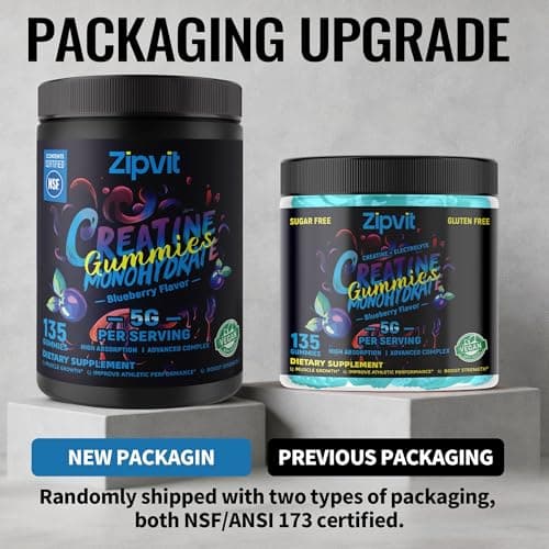 zipvit Creatine Monohydrate Gummies (5g) – Pre-Workout Energy & Muscle Growth Support for Men & Women | Blueberry Electrolyte Gummies (135 Count) - Thumbnail 3