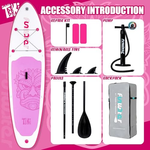 FunWater SUP Inflatable Stand Up Paddle Board 10'6×33"×6" Ultra-Light Inflatable Paddleboard with ISUP Accessories,Fins,Adjustable Paddle, Pump,Backpack - Thumbnail 4