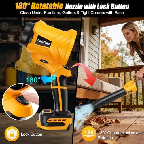 180° Rotatable Cordless Leaf Blower Compatible for DeWalt 20V Battery(Not Included), 90 MPH 6-Speed Handheld Blower with LED & Power Indicator, Extended Nozzle for Lawn, Garage, Car Cleaning - Thumbnail 2