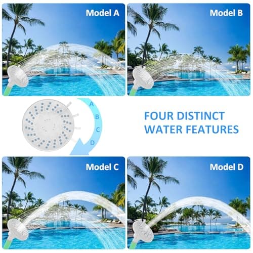 Ainkter Pool Fountain for Above & Inground Pools – 360° Adjustable Pool Waterfall, Pool Sprinkler Fountain with 4 Spray Modes, Green Glow-in-The-Dark Riser – Swimming Pool Cooler & Pool Accessories - Thumbnail 4