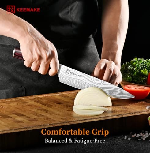 KEEMAKE Chef Knife - 8 Inch High Carbon Stainless Steel Kitchen Knife with Ergonomic Handle, Professional Kitchen Gadgets with Gift Box for Men and Women, Father Day Gifts - Thumbnail 6