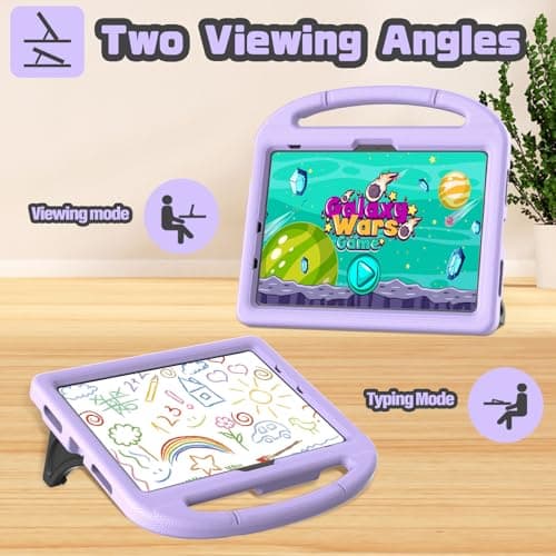 YIHE Kids Case for iPad (A16) 11th Generation 11 Inch 2025 & iPad 10th Generation 10.9 inch 2022, with Built-in Screen Protector and Stable Stand, Full Body Shockproof Protective Cover - Light Purple - Thumbnail 4