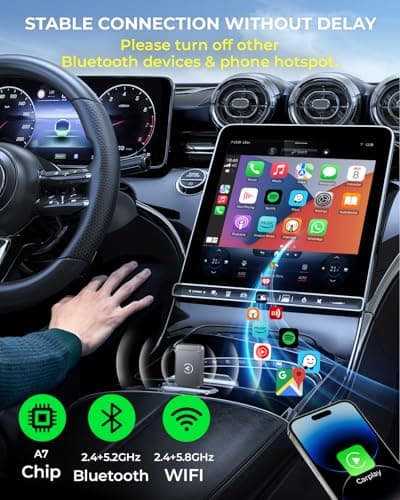 AuroraLink 2-in-1 Mini Wireless CarPlay Adapter for Apple iPhone, 2026 Upgraded Bluetooth Android Auto Dongle Convert Wired to Wireless, Plug & Play, USB & Type C for iOS 10+, Android 11+, 2016+ Cars - Thumbnail 4