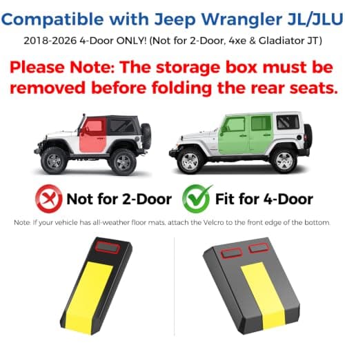 DIAMOOKY Rear Under Seat Storage for Jeep Wrangler JL JLU 2018 2019 2020 2021 2022 2023 2024 2025 2026 4-Door Accessories, Under Back Seat Organizer Tool Box (Not for 2-Door, 4xe & Gladiator JT) - Thumbnail 2