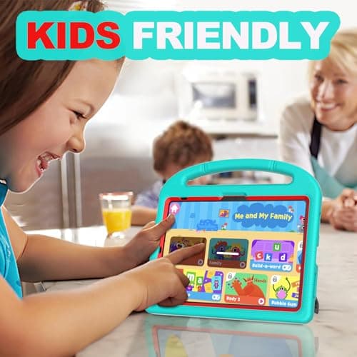 YIHE Kids Case for iPad A16 11th Generation (11" 2025) & 10th Gen (10.9" 2022) | Shockproof Tablet Cover with Built-in Screen Protector & Pencil Holder for iPad 10.9/11 Inch, Cyan Red - Thumbnail 6