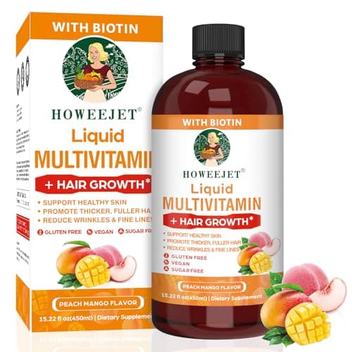 Liquid Multivitamin for Hair Growth | Biotin 10000mcg | Hair & Skin Support Supplement | Clinically Tested for Thicker Hair & Skin Elasticity | Suitable for Women & Men, Ages 18+ | 15.22 Fl Oz (1) - Image 1