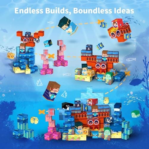 VNLINA Magnetic Building Blocks for Kids - 154Pcs Magnetic Cubes STEM Montessori Sensory Toys Set Creative Gift for Boys Girls Ages 3 4 5 6 7 8 9 10+ - Thumbnail 4