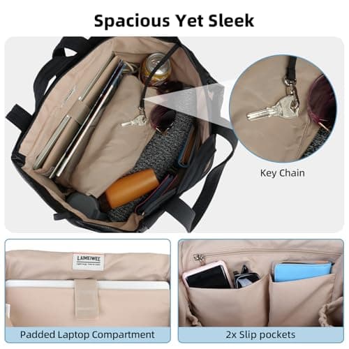 Laimeiwee Tote Bag for Women, Lightweight Gym Travel Bags with Yoga Mat Strap, Wet Pocket, Shoe Bag & Cosmetic Pouch, 3-PC Set Versatile Tote for Workout Fitness Pilates Swimming Work Stylish Handbag - Thumbnail 5