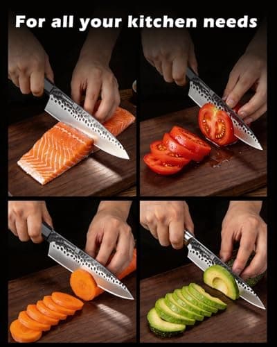 KEEMAKE 8 Inch Chef Knife, Japanese Hand Forged High Carbon Steel Kitchen Knives with Ergonomic Rosewood Handle, Ultra Sharp Durable Professional Gyuto Knife for Meat & Veggie Slicing - Thumbnail 6