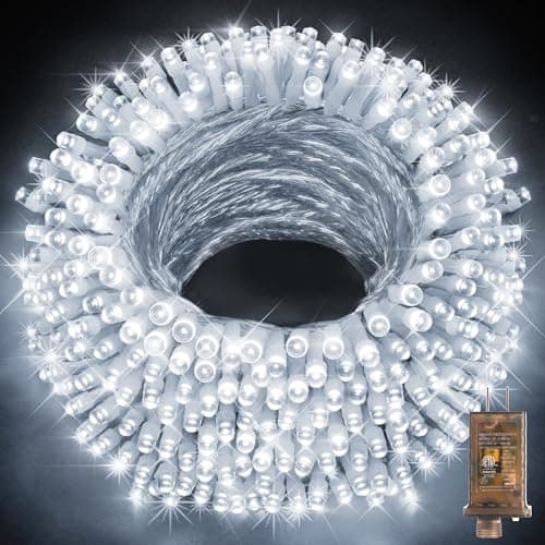 KNONEW 600ft 1500 LED String Lights Outdoor Christmas Lights 8 Modes & Timer Fairy Light Plug in Waterproof LED String Lights for Xmas Yard Tree Wedding Party Holiday Decorations (Cool White)
