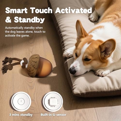 Hanarook Interactive Dog Toys, Automatic Moving Rolling Dog Toys to Keep Them Busy, Motion-Activated Bouncing Vibrating Dog Ball for Small/Medium/Large Dogs (Acron) - Thumbnail 3