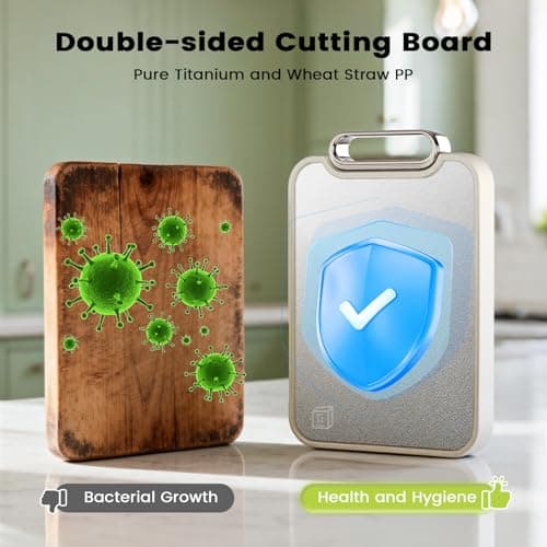 Titanium Cutting Board for Kitchen, Cutting Boards Non Toxic Double Sided Metal Pure Titanium and Wheat Straw PP Chopping Board Food Grade Easy to Clean Large Size 16"*10"*0.9"(White) - Thumbnail 6