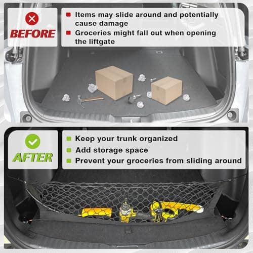Muslogy Truck Bed Cargo Net Trunk Netting Compatible with 2023-2025 2026 Honda CR-V Accessories, Pickup Cargo Organizer SUV Sedan Storage Net w/Heavy Duty Carabiners - Thumbnail 6