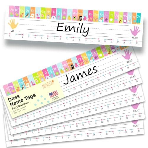 Hadley Designs Desk Name Tags for Classroom –25 Student Name Tags for Desks, 13x3 Name Plates for Classroom Decor, Teacher Supplies, Pastel Nametags, 1st-3rd Grade Kindergarten Preschool Must Haves - Image 1