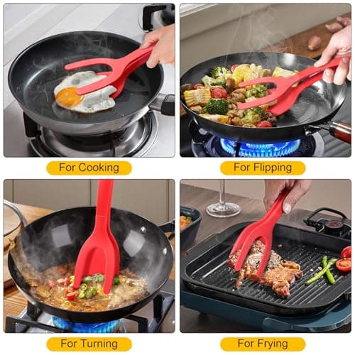 Silicone Spatula, BPA Free Kitchen Spatula, High Heat Resistant Rubber Spatulas, Ideal Kitchen Utensils for Non-Stick Pans, Sautéing, Frying, Baking, Turning and Flipping - Thumbnail 3