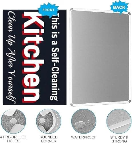 Carastora Rustic Kitchen Tin Sign, Funny “Clean Up After Yourself” Metal Wall Art for Farmhouse, Cafe, Bar & Home, Durable 12x8 Inch Decorative Poster - Thumbnail 5