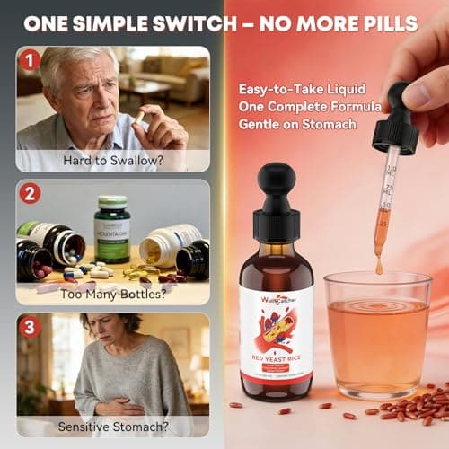 Wellcatcher Red Yeast Rice with CoQ10 Drops: Organic Red Yeast Rice Extract Liquid 2400mg Support Cholesterol & Heart Health for Men Women with Omega-3 Inositol, Blood Orange Flavor Vegan Sugar Free - Thumbnail 6