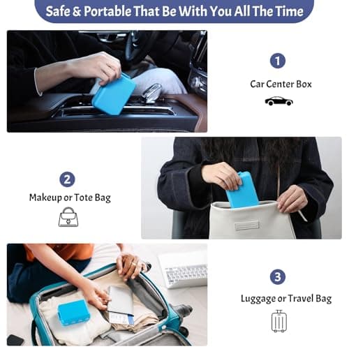 New Foldable & Double Protection Portable Weekly Pill Organizer 2 Times A Day with Etched Labels, AM PM 7 Day Week Medicine Box, Daily Travel Pill Case Holder Dispenser for Vitamin, Supplement - Blue - Thumbnail 6