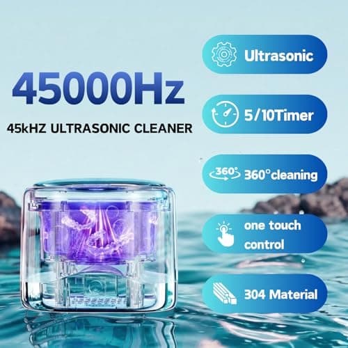 Ultrasonic Cleaner Machine 45KHz, Jewelry and Denture Cleaner for Retainers, Earring, Diamond Ring,Coin - 230ml Stainless Steel Tank with Light and Timer - Thumbnail 2