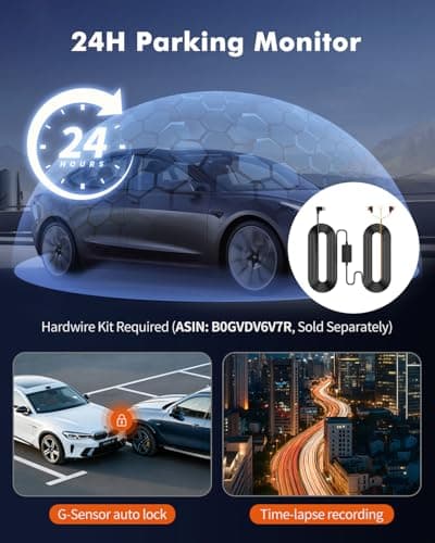 Frvesroe 4K 3 Channel Dash Cam Front and Rear Inside with WiFi 6 & GPS, 4K+1080P+1080P Dash Camera for Cars, FREE 64GB Card, IR Night Vision, 24H Parking Mode,Dashcam for Family & Rideshare Driver(V1) - Thumbnail 6