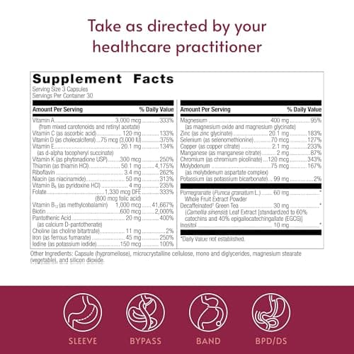 Bariatric Advantage Ultra Multivitamin with Iron - Ultra Multi with Iron - Capsule Format Multivitamin - Provides Full Complex of B Vitamins - with Vitamin C, Chromium & More - 90 Capsules - Thumbnail 4