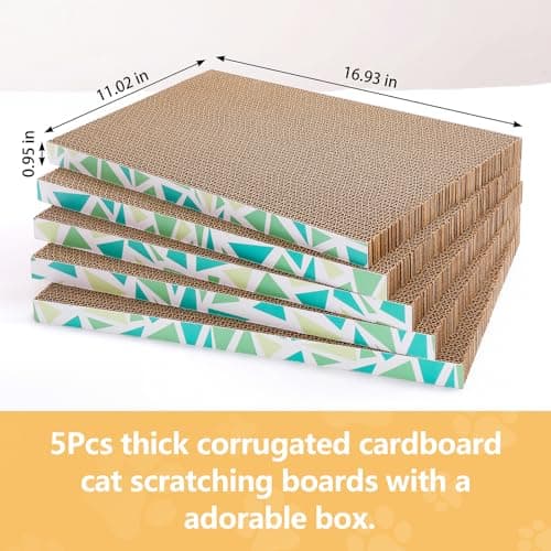 Cat Scratch Pad with Box, 5 Packs in 1 Cat Scratcher Board for Indoor Cats, Reversible Heavy-Duty Corrugated Scratching Board for Cats, Medium and Small Cats, Furniture Protection - Thumbnail 3