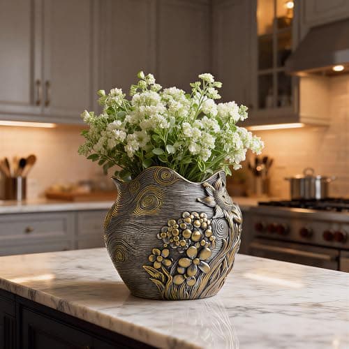 ArtCachet Sunflower Starry Sky Plant Pots-Cute Unique Flower Pots with Drainage Hole, Resin Planters for Indoor Outdoor Succulent Planter, Plant Gifts for Mother's Day, Birthday, Christmas (Gold) - Thumbnail 6